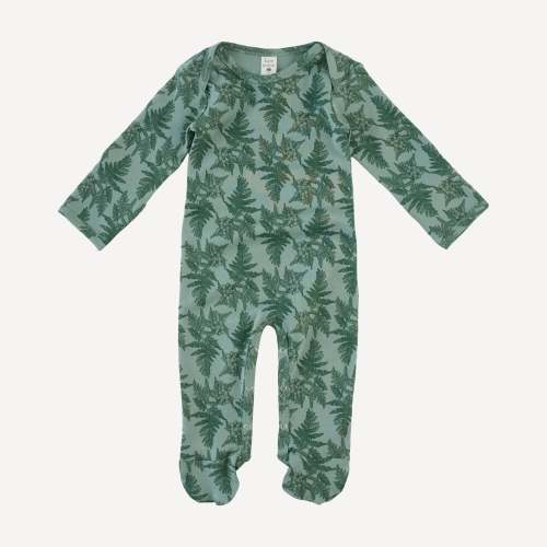 long sleeve lap neck footie | fern floral | organic cotton interlock – kate quinn