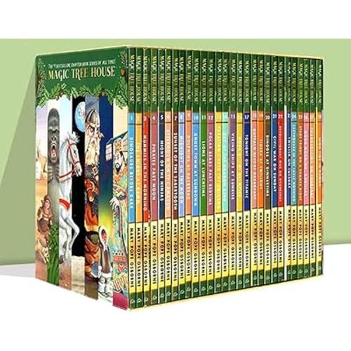A Library of Magic Tree House 28 Collection Series Paperback Magic Treehouse 1-28 Complete Set with The Box Early Childhood Education Materials