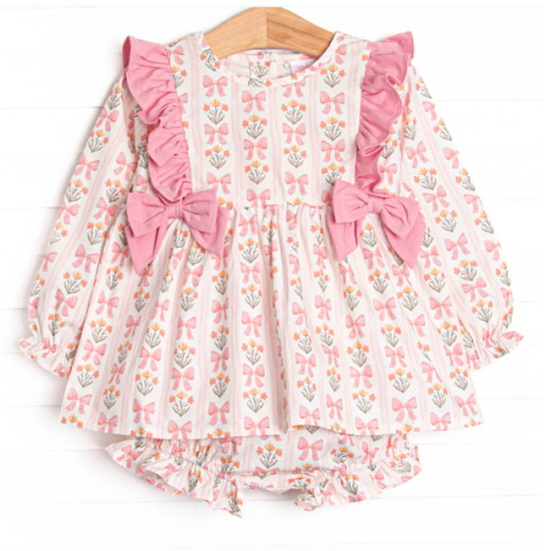 Bow Bouquets Side Tie Diaper Set, Pink – Stitchy Fish