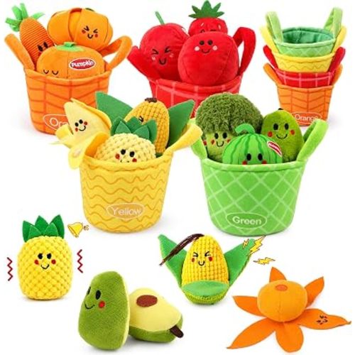 Baby Sensory Toys 6-12 Months, 16PCS Montessori Toys Fruit Vegetable Plush