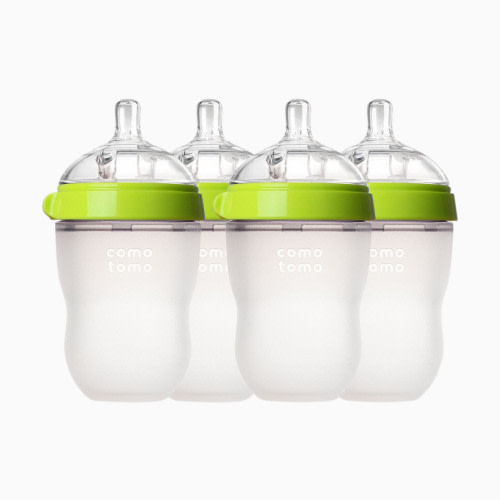 Comotomo Natural Feel Silicone Baby Bottles - Green, 8 Oz, 4