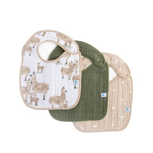 Little Unicorn Premium Classic Bib 3 pack | Adjustable as baby grows | Soft fabric on skin | Great for first time eaters (Llama Llama)