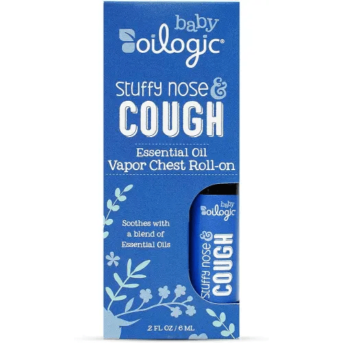 Oilogic Stuffy Nose & Cough Vapor Chest Roll-On Essential Oil for Babies & Toddlers - Gentle Baby Essentials - Pediatrician-Tested & Safe for Babies, 2 Fl Oz