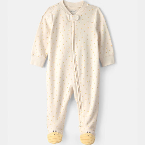 Baby Girl Bee 100% Cotton 2-Way Zip Sleeper - Cream | Carter’s Oshkosh Canada