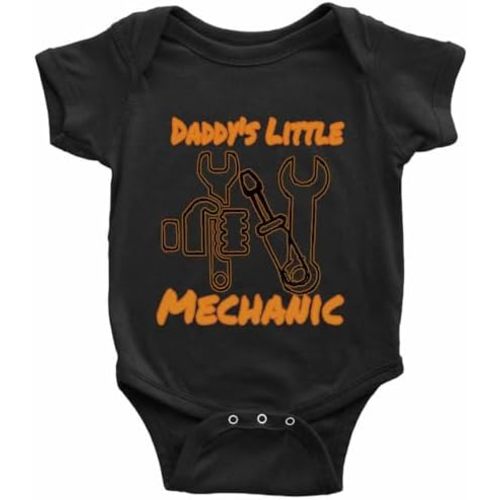 STAndfirm Daddy's Little Mechanic Funny White Long Sleeve Cute Novelty Funny Infant Baby Playsuit, 0-24 Month