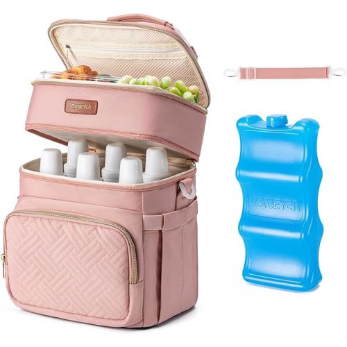 Breastmilk Cooler Bag with Ice Pack Fits 6 Baby Bottles Up to 9 Ounce