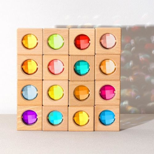 Acrylic Wooden Gem Block Acrylic Sparkling Translucent, 16 Pcs, Round