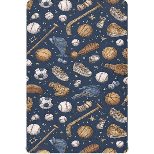Vintage Sports Equipment_ Crib Sheets Soft Breathable Fitted Baby Crib Sheets Mattress Cover for Girls Boys, 52" x 28" x 9"