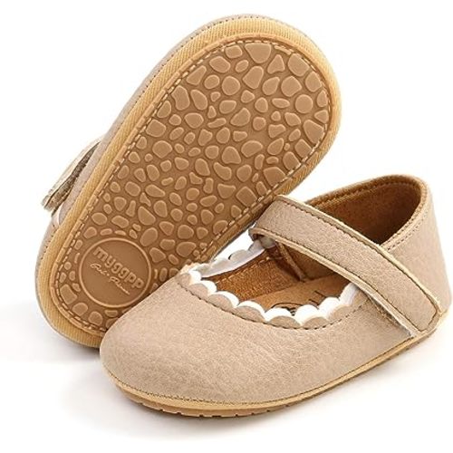 WILLFUN Baby Girls Mary Jane Flats Floral Princess Dress Crib Shoes Non-Slip for Toddler First Walkers