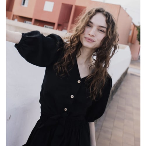 Linen tie front top button shirt ELLA | notPERFECTLINEN