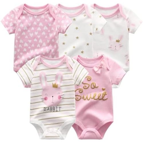 Fashion Unisex baby Boy Girl Bodysuits 5-Pack Casual Cotton Soft Infants Outfit New born Clothes