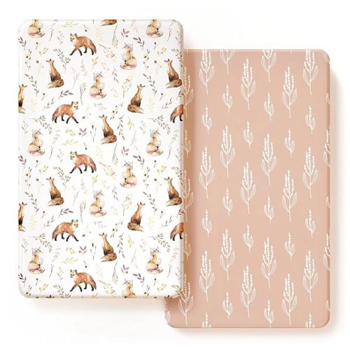 GRSSDER Stretch Ultra Soft Jersey Knit Fitted Crib Sheets Set 2 Pack, Universal Fit All Standard Crib Mattress Pads Safe and Snug, Crib Fitted Sheet with Deep Pocket, Original Design for Baby