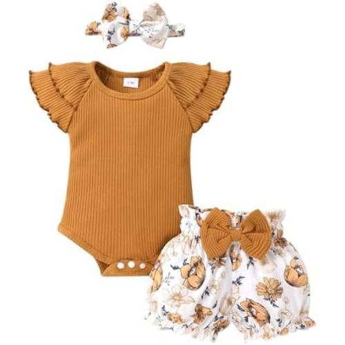 YOUNGER TREE Newborn Infant Baby Girl Clothes Romper Shorts Set Floral Summer Outfits Cute Baby Girl Clothing