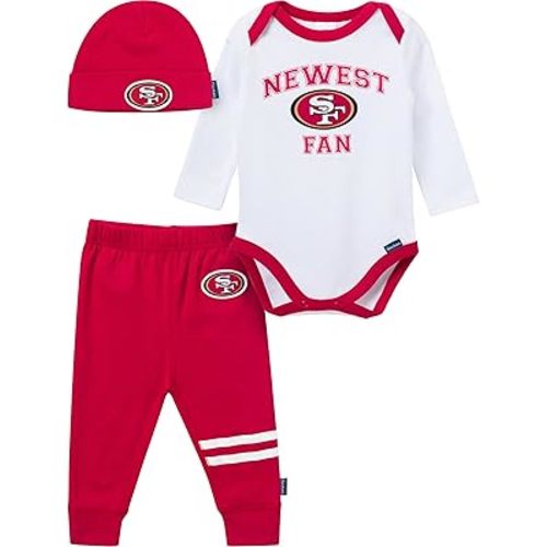 Gerber NFL baby-boys 3-piece Onesie Bodysuit, Active Pant and Cap Set