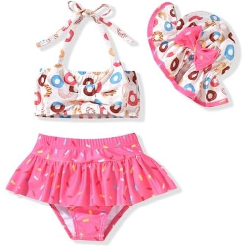 Aalizzwell Baby Girl 2-Piece Bikini Swimsuit with Hat