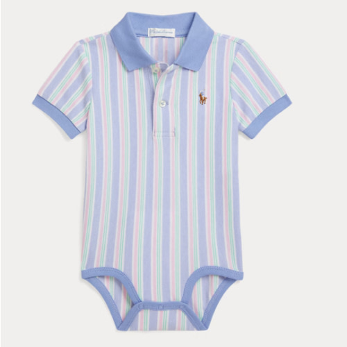 Striped Oxford Mesh Polo Bodysuit