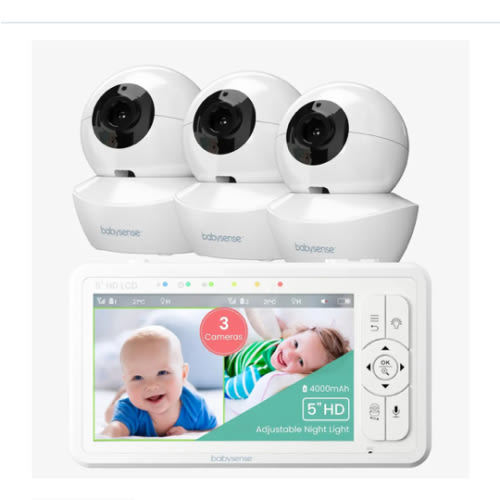 Babysense HD S2: Video Baby Monitor with 3 Cameras, Non Wifi, Split Sc