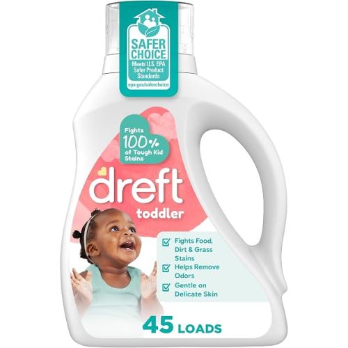 Dreft Toddler Liquid Laundry Detergent, Fights Stains, Removes Odors, 45 loads, 60 fl oz