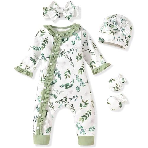 Aalizzwell Baby Girls Romper Outfit Fall Winter Clothes with Accessories