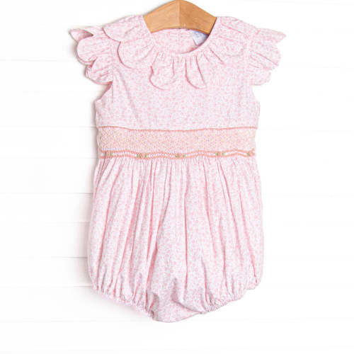 Bleu: Winifred Smocked Scalloped Collar Bubble, Pink – Stitchy Fish