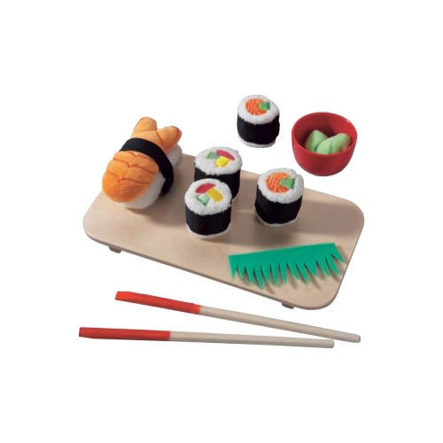 Biofino Sushi Soft Play Food 10 Piece Set with Serving Board and Chopsticks