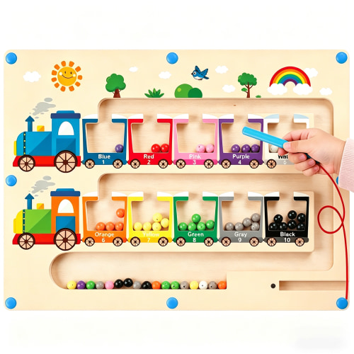 ATOYUS Montessori Toddler Color and Number Maze Wooden Kids Busy Board