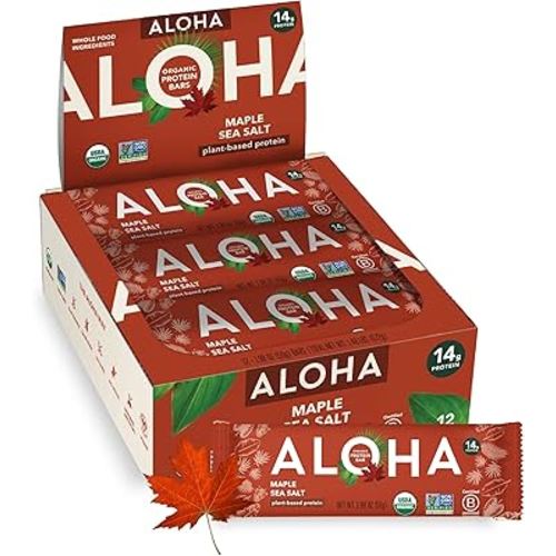 Aloha Organic Maple Sea Salt Protein Bar, 12 ct