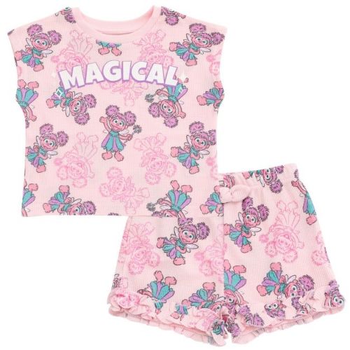 Sesame Street Abby Cadabby Waffle Knit T-Shirt Shorts Outfit Set Toddler