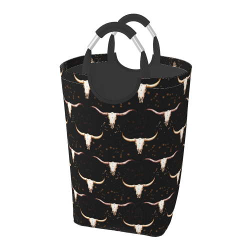 Lsque Western Cowboy Laundry Basket, Laundry Hamper, Dirty Clothes Hamper for Laundry, Collapsible, Waterproof Laundry Baskets with Aluminum Handles for Laundry, Dorm, Family