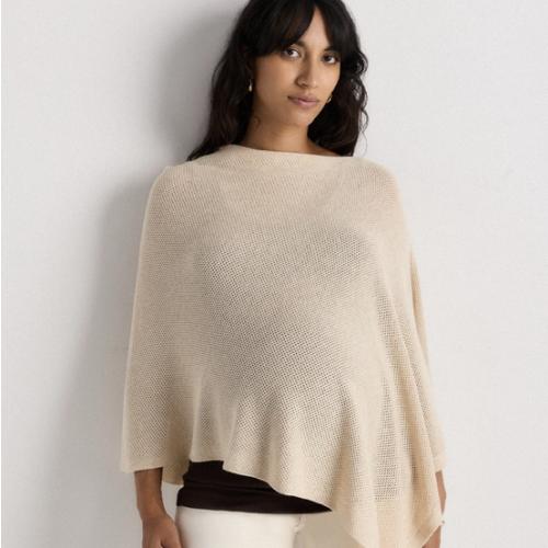 Lightweight Nursing Shawl in Heather Oatmeal