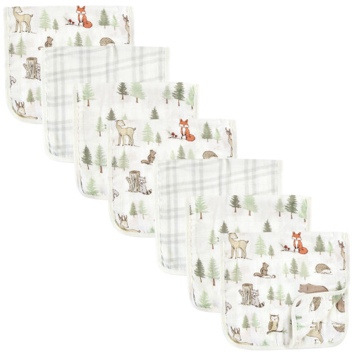 Hudson Baby Muslin Burp Cloth 7pk, Forest Animals