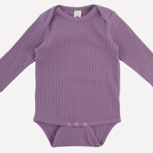 long sleeve lap neck bodysuit | grape gloss | organic cotton wide rib