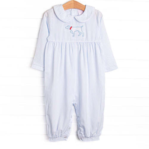 Pinstripe Pal Applique Romper, Blue – Stitchy Fish