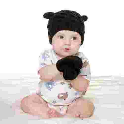Baby Hat Glove Set Soft Newborn Mittens Baby Girl Boys Knitted Toddler Cap Infant Winter Beanie Mitten Sets