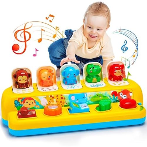 Baby Pop Up Toys with Music & Light Montessori Toys for 1 Year Old Boy Girl
