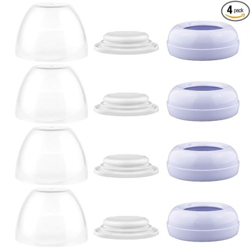 Maymom Dome Caps, Screw Rings, Sealing Discs Compatible with Avent Natural Bottles, PP Bottles; No Nipple Included. Convert Avent Classic Bottle Into Natural