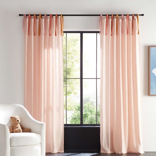 Pink Tie 100% Organic Cotton Muslin Curtain Panel 44"x63"