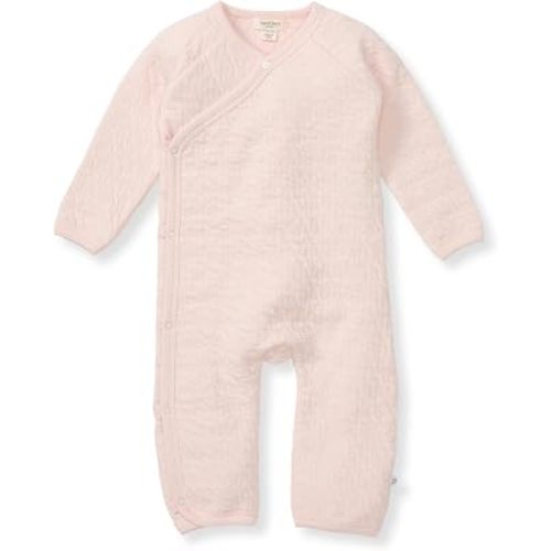 Burt's Bees Baby Long Sleeve Quilted Wrap-Front Jumpsuit, 100% Organic Cotton One-Piece Outfit Coverall
