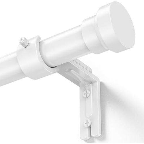 YaFex Curtain Rods 32-144 Inch, Heavy Duty 1 Inch Adjustable Curtain Rod for Windows, White Extra Long Window Treatment Rods, Modern Design, Easy Installation