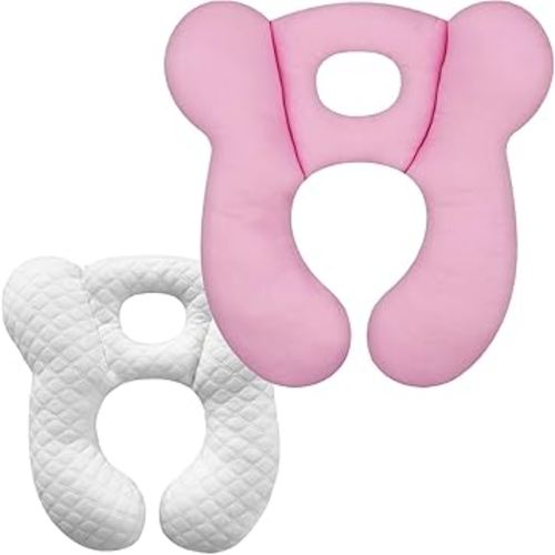 Baby Travel Pillow, Upgrade U-Shape Infant Pillow for Car Seat Pushchair and Stroller, Soft Comfortable Sleep Cushion for Kids Newborn and Toddler -Pink