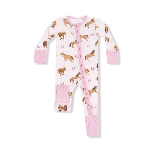 Horses - Pink- 2 Way Zipper Romper