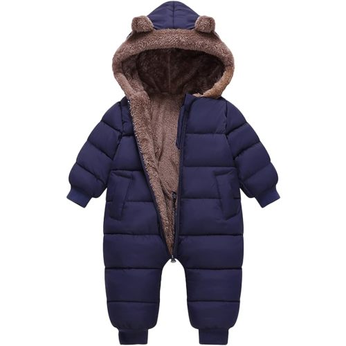 AiWMGL Baby Boys Girls Snowsuit Winter Clothes Suit Hooded Jumpsuit Romper Bear Outfit Infant Warm Coat Outwear Overcoat