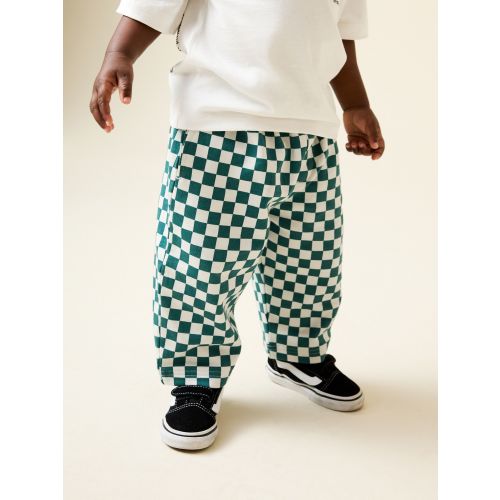 Green/White Checkerboard Single Wide Leg Jersey Joggers (3mths-7yrs)