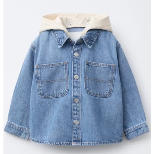 REMOVABLE HOOD DENIM OVERSHIRT - Mid-blue | ZARA United States