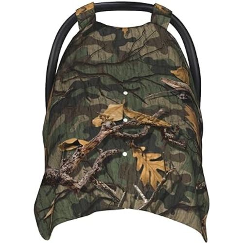 Camouflage Leave Baby Car Seat Canopy and Nursing Cover for Breastfeeding Multi-Use Cover Lightweight Infant Stretchy Carrier Carseat Winter Cover for Newborn Girls Boys