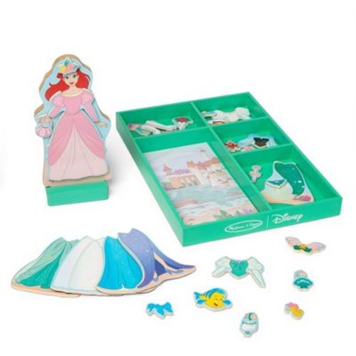 Melissa & Doug Disney Wooden Magnetic Dress Up Ariel: 32 Piece Set with Storage and Skill Development