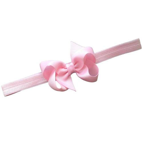 Light pink baby headband - baby headband bows, 3 inch hair bow, elastic headband