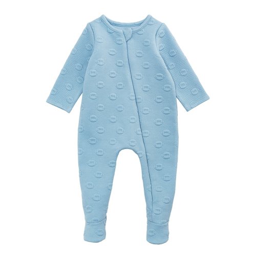 Mud Pie Baby Boys Long-Sleeve Football Quilted Jacquard Footie Coverall