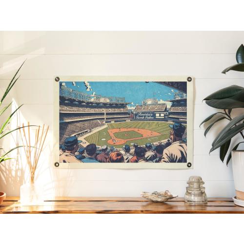 Baseball America's Favorite Pastime Felt Banner | Vintage Felt Banner, Baseball Fan Gift, Man Cave Office Decor, Sport Wall Art, Kids Gift