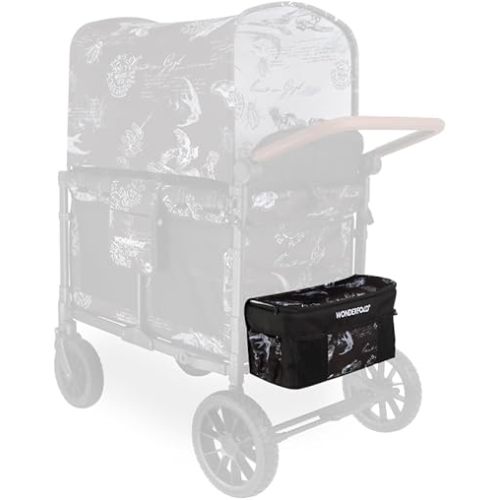 WONDERFOLD W4 Elite/Luxe Stroller Wagon Replacement Rear Fabric Basket with Zippered Cover and Outside Storage Pockets (Compatible with W4 Elite/Luxe Only) - Van Gogh Museum Sketches